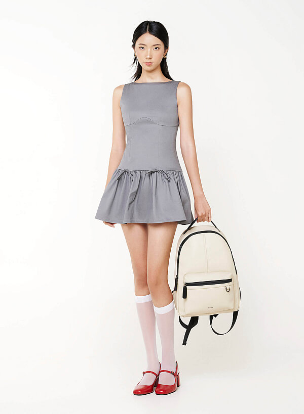 Balo casual nhấn khóa kéo tương phản - BAC 0225 - Màu be - VASCARA