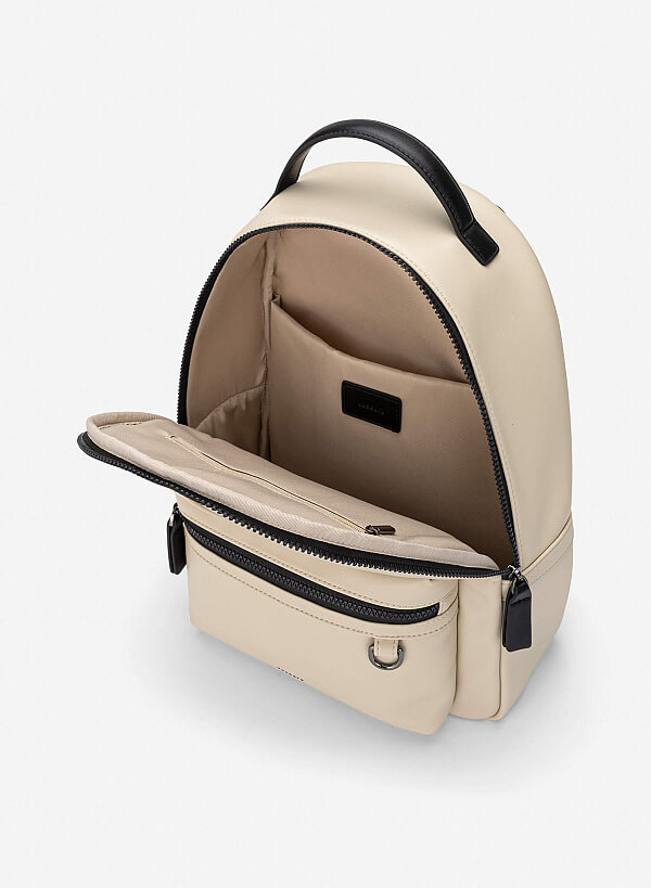 Balo casual nhấn khóa kéo tương phản - BAC 0225 - Màu be - VASCARA