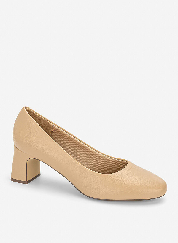 Giày bít mũi tròn block heel basic