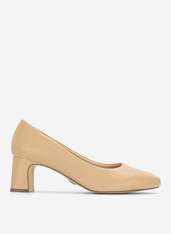 Giày bít mũi tròn block heel basic