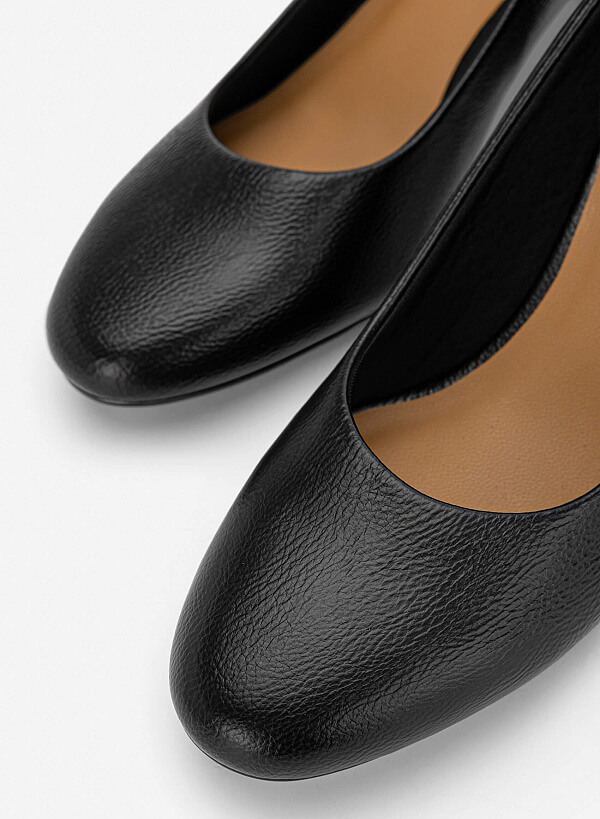 Giày bít mũi tròn block heel basic - BMN 0730 - Màu đen - VASCARA