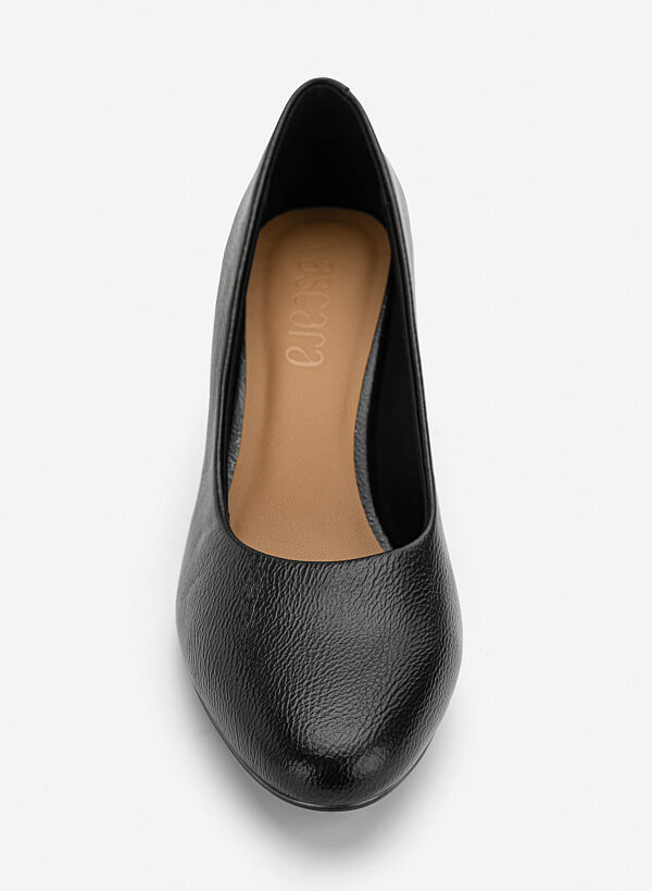 Giày bít mũi tròn block heel basic - BMN 0730 - Màu đen - VASCARA