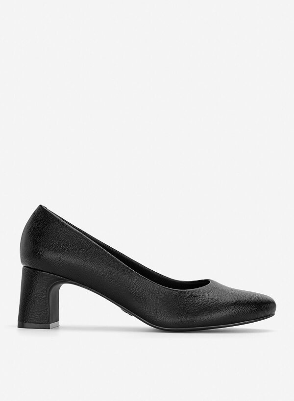Giày bít mũi tròn block heel basic