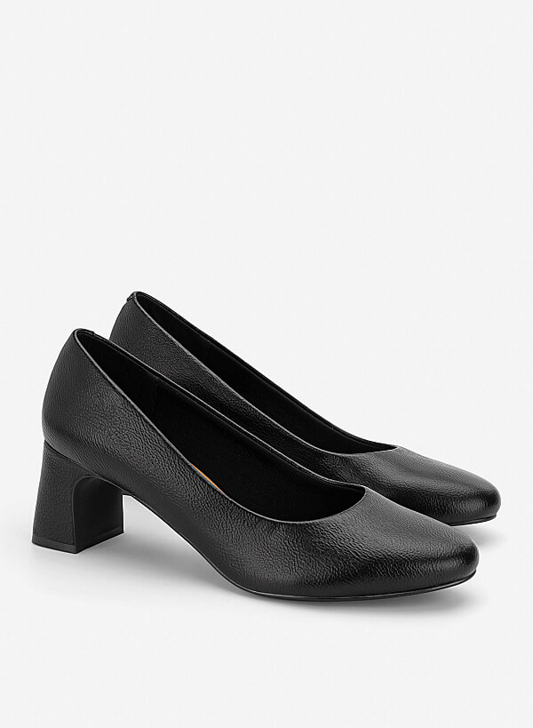 Giày bít mũi tròn block heel basic - BMN 0730 - Màu đen - VASCARA