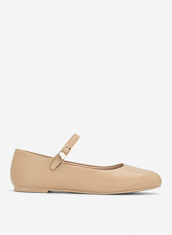 Giày mary janes ballerina phối khóa trang trí