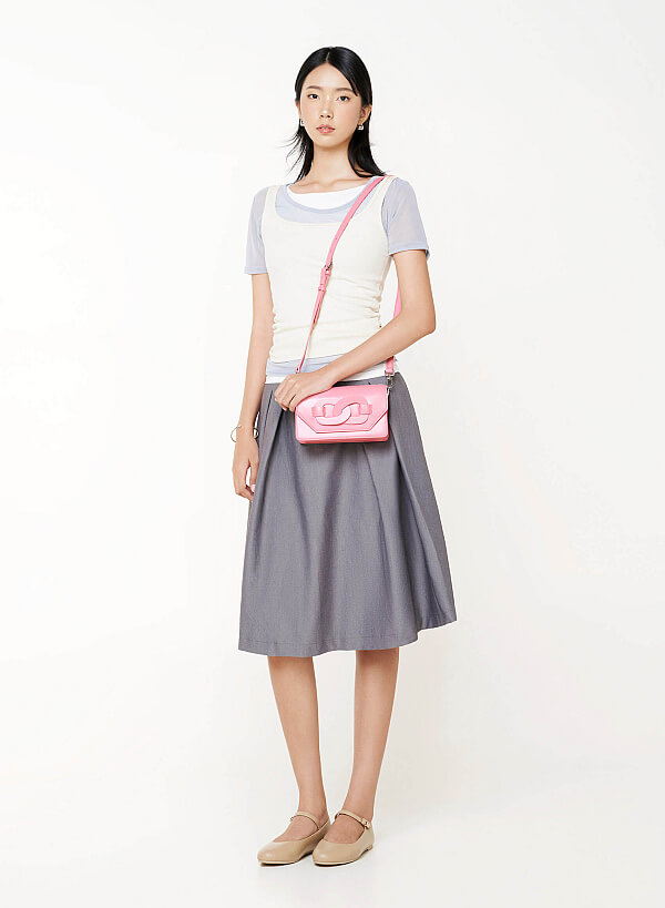 Giày mary janes ballerina phối khóa trang trí - GBB 0442 - Màu be - VASCARA