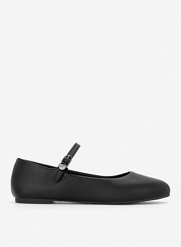 Giày mary janes ballerina phối khóa trang trí