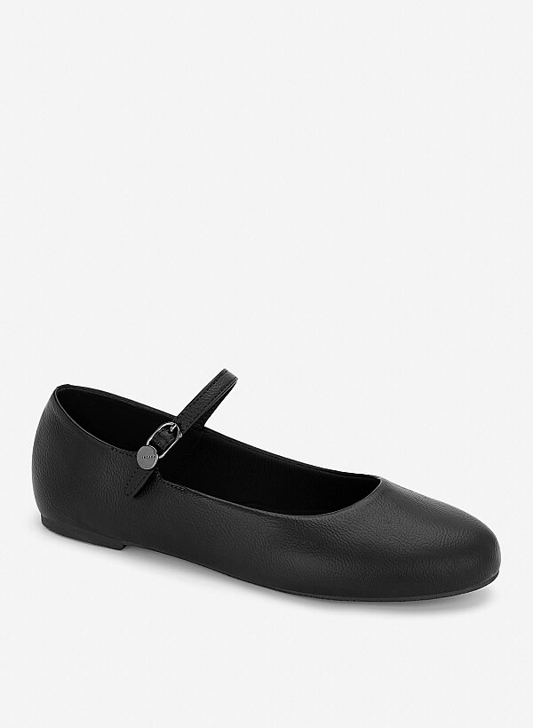 Giày mary janes ballerina phối khóa trang trí