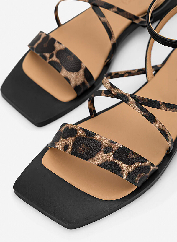 Giày sandals quai ngang vân da animals - SDK 0350 - Màu họa tiết da báo - VASCARA
