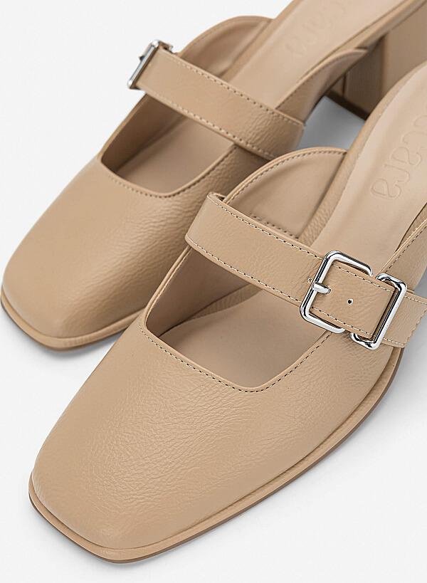 Guốc mary janes mũi vuông - GNN 0200 - Màu be - VASCARA