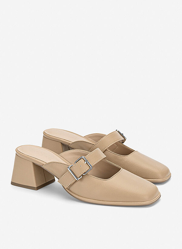 Guốc mary janes mũi vuông - GNN 0200 - Màu be - VASCARA
