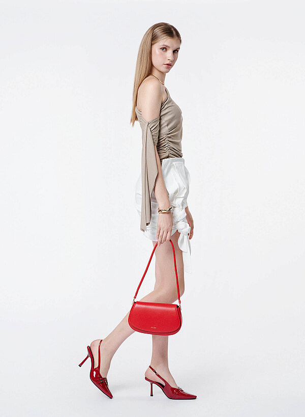 Giày slingback mũi nhọn phối khóa đôi - BMN 0731 - Màu đỏ - VASCARA