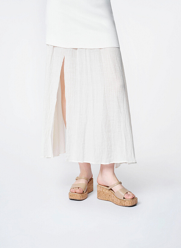 Guốc đế xuồng flatform - GXG 0061 - Màu kem - VASCARA