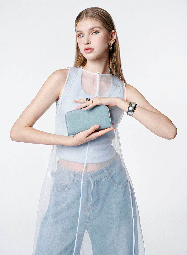 Ví cầm tay zip-around dáng vòm - WAL 0337 - Màu cam nhạt - VASCARA