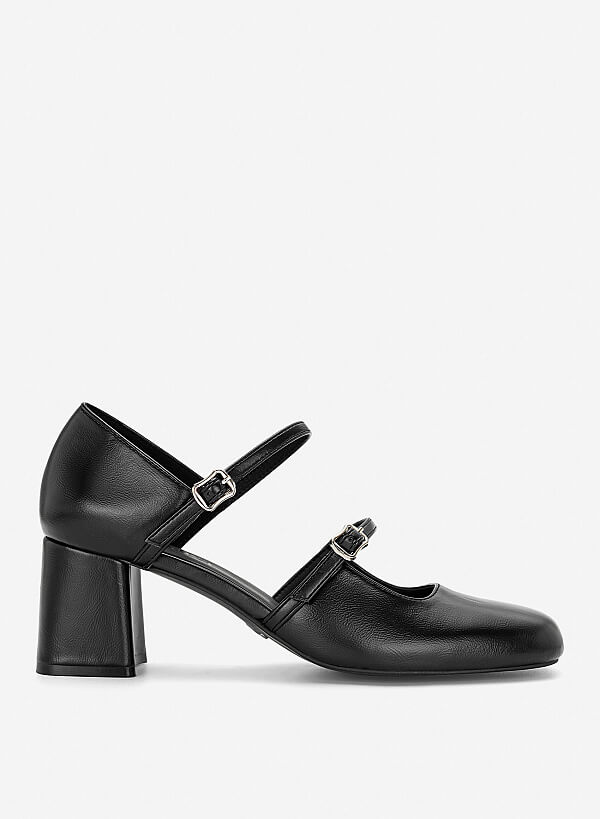 Giày gót trụ Mary Jane cut-out
