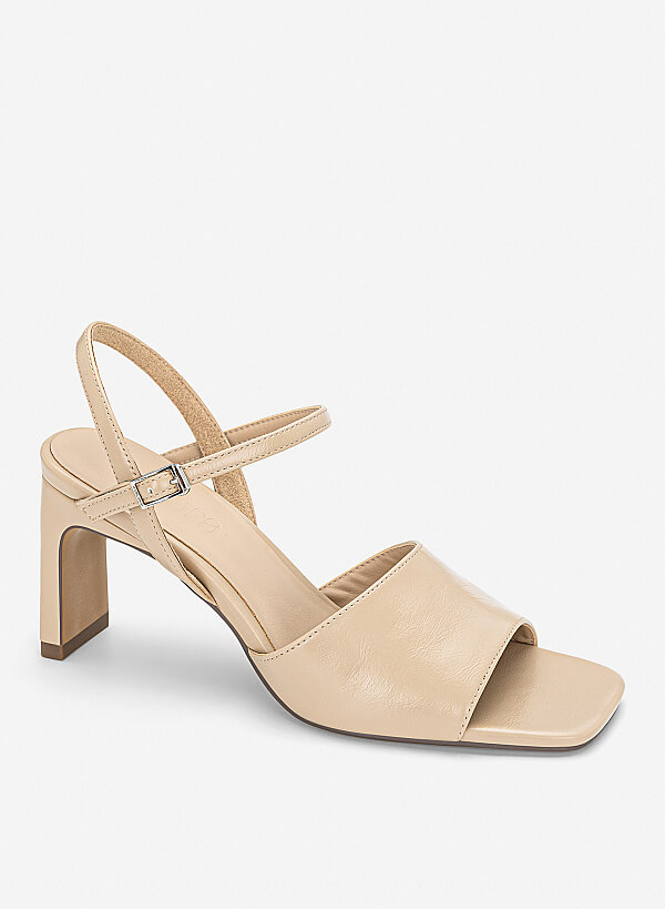 Giày sandals block heel quai bản to - SDN 0840 - Màu kem - VASCARA