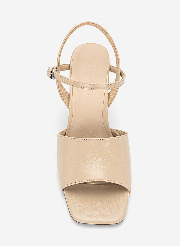 Giày sandals block heel quai bản to - SDN 0840 - Màu kem - VASCARA