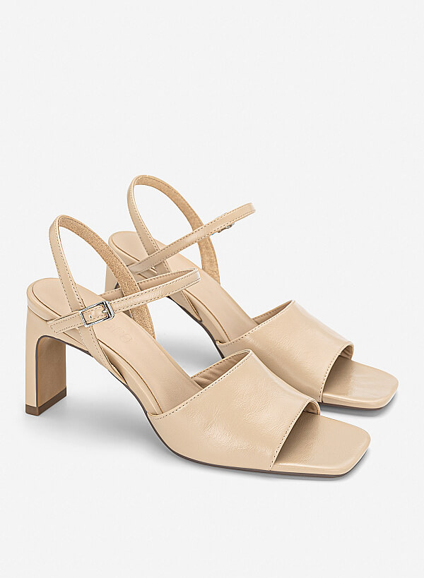 Giày sandals block heel quai bản to - SDN 0840 - Màu kem - VASCARA