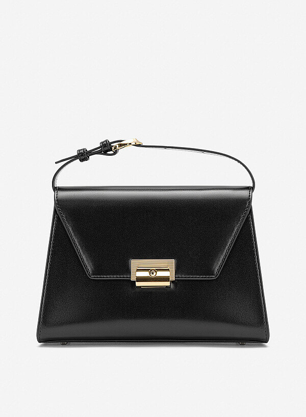 Túi leather xách tay nắp gập