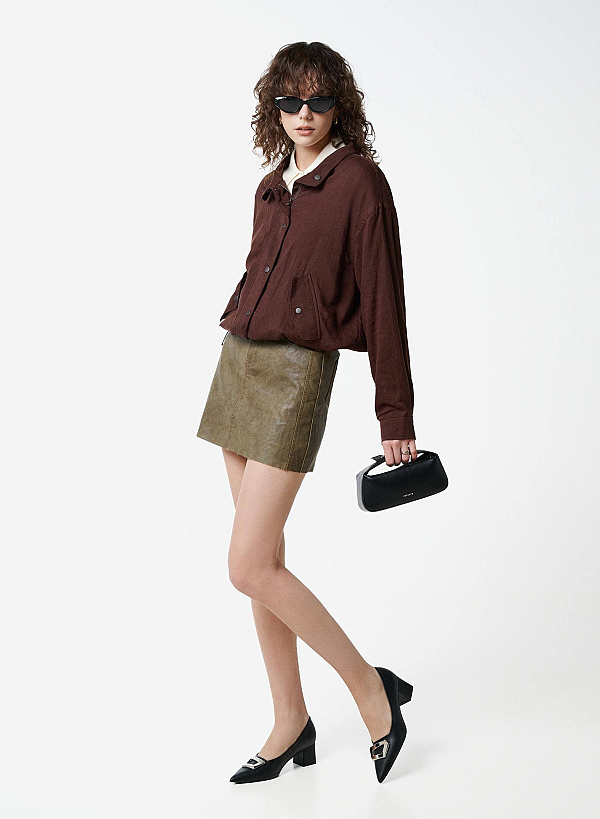 Giày bít mũi nhọn trang trí hình khối cách điệu - BMN 0749 - Màu kem - VASCARA