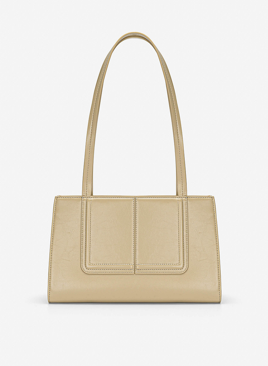 3D Line Decor Shoulder Bag - TTE 0198 - Beige - vascara.com