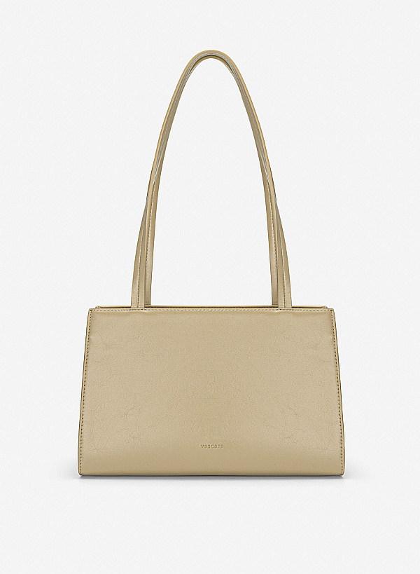 3D Line Decor Shoulder Bag - TTE 0198 - Beige - VASCARA
