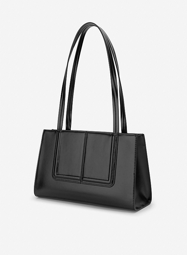 3D Line Decor Shoulder Bag - TTE 0198 - Black - VASCARA