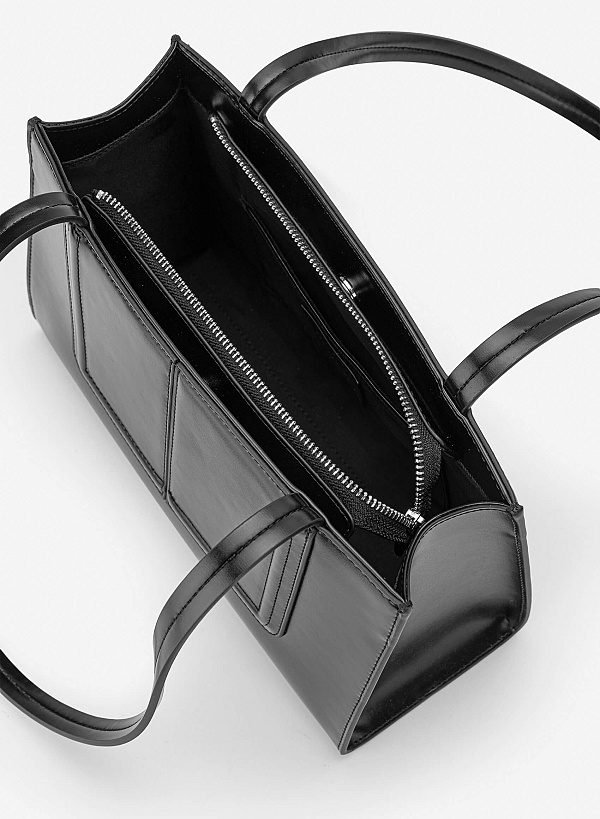 3D Line Decor Shoulder Bag - TTE 0198 - Black - VASCARA