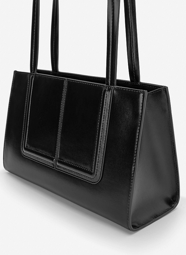 3D Line Decor Shoulder Bag - TTE 0198 - Black - VASCARA