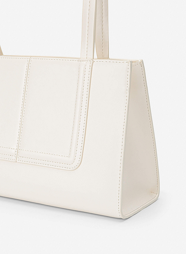 3D Line Decor Shoulder Bag - TTE 0198 - Cream - VASCARA