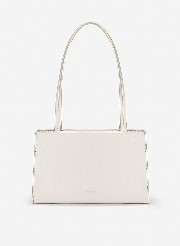 3D Line Decor Shoulder Bag - TTE 0198 - Cream - VASCARA
