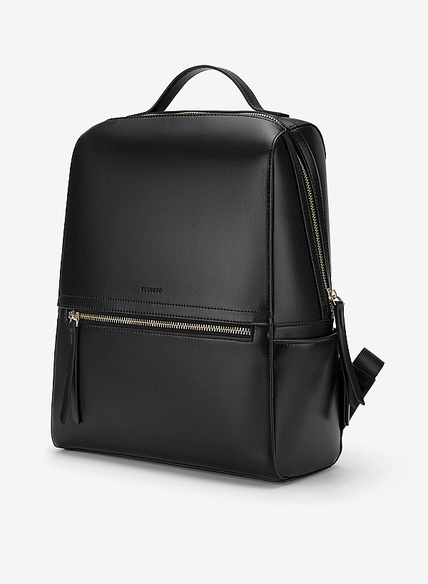 View more item Basic Front Zipper Pocket Backpack - BAK 0213 - Black