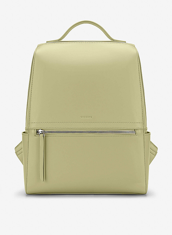 View more item Basic Front Zipper Pocket Backpack - BAK 0213 - Light Green