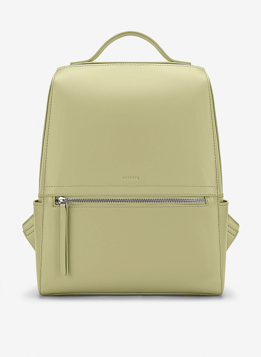 Basic Front Zipper Pocket Backpack - BAK 0213 - Light Green - vascara.com