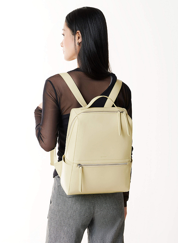 View more item Basic Front Zipper Pocket Backpack - BAK 0213 - Light Green