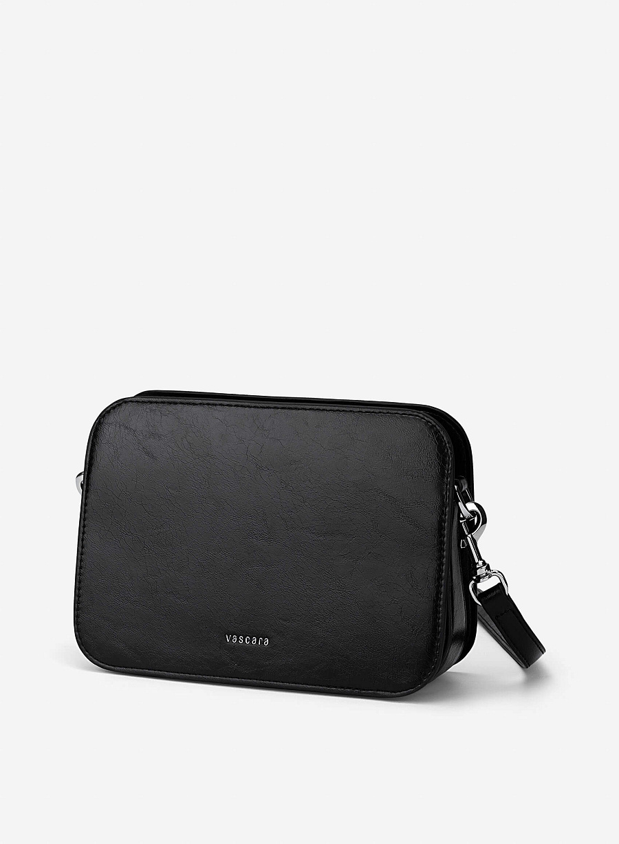 Basic Two-Pocket Crossbody Bag - MES 0270 - Black - vascara.com
