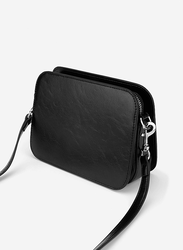 Basic Two-Pocket Crossbody Bag - MES 0270 - Black - VASCARA