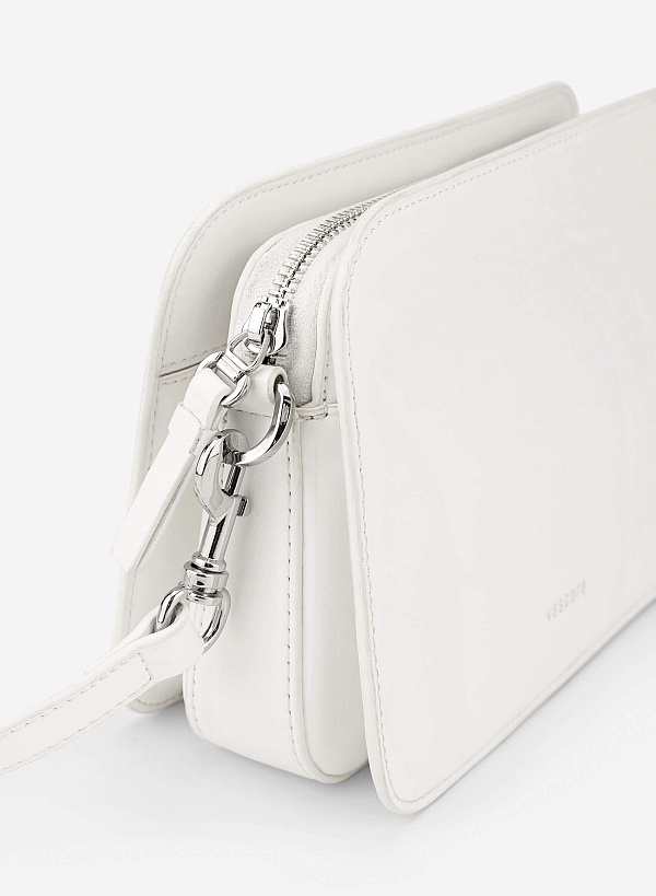 Basic Two-Pocket Crossbody Bag - MES 0270 - White - VASCARA