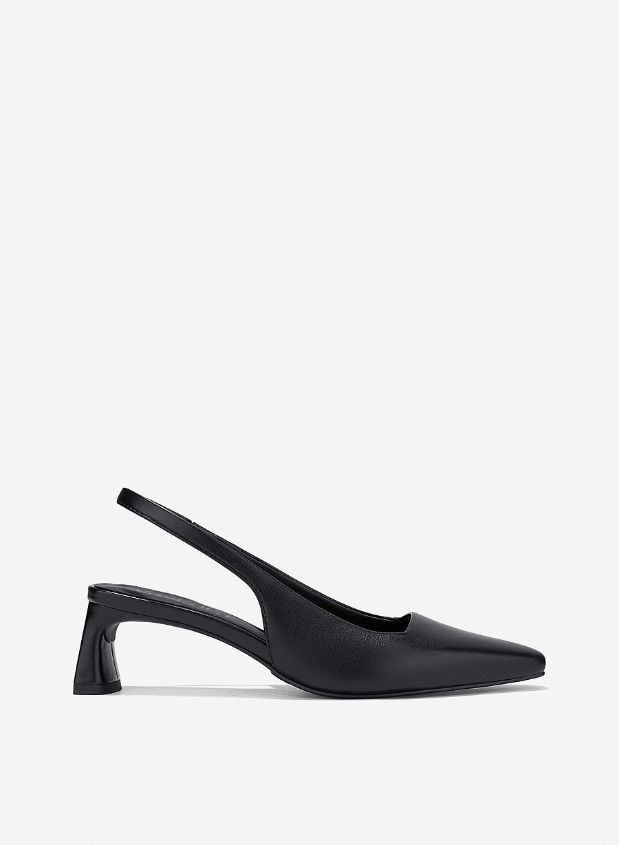 Block Heeled Slingback - HIG 0671 - Black - vascara.com
