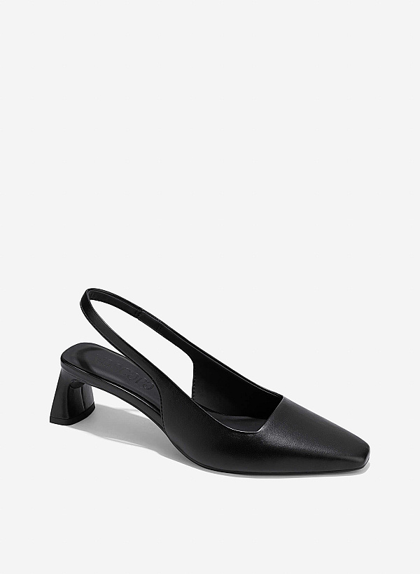 Block Heeled Slingback - HIG 0671 - Black - VASCARA