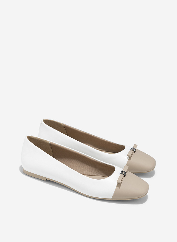 Bow Ballet Flats - SLI 0436 - White - VASCARA