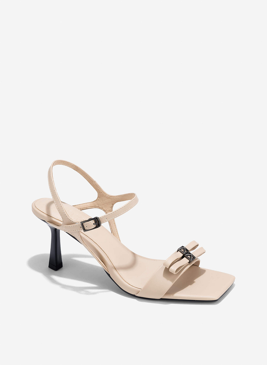 Bow Square Toe Sandals - PUM 0804 - Beige - vascara.com