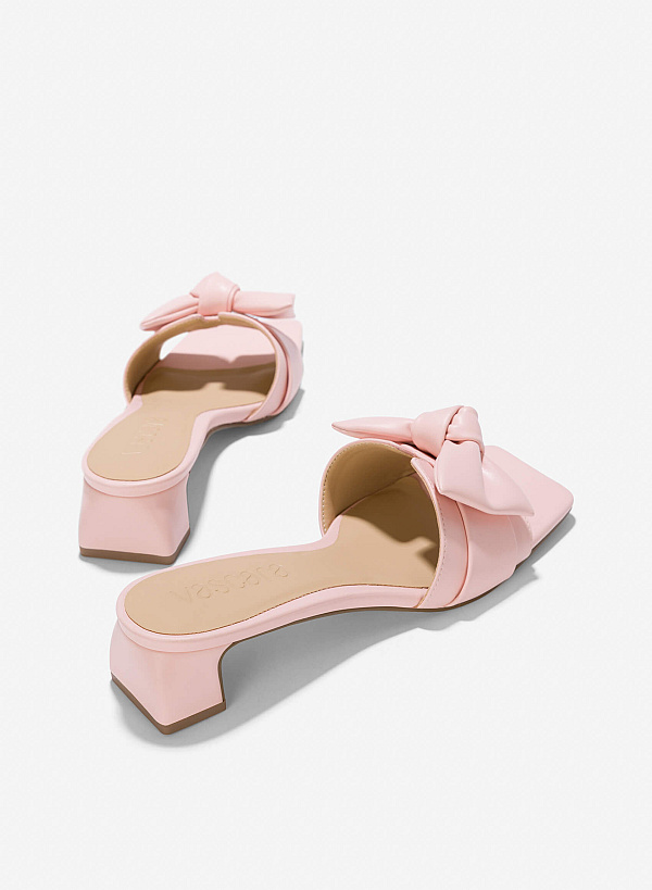 Bow Strap Mules - MUL 0211 - Light Pink - VASCARA