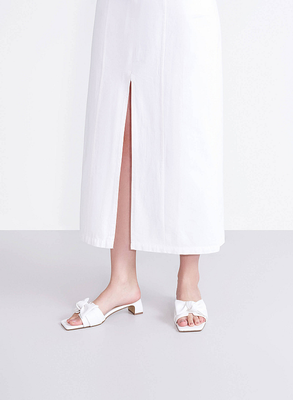 Bow Strap Mules - MUL 0211 - White - VASCARA