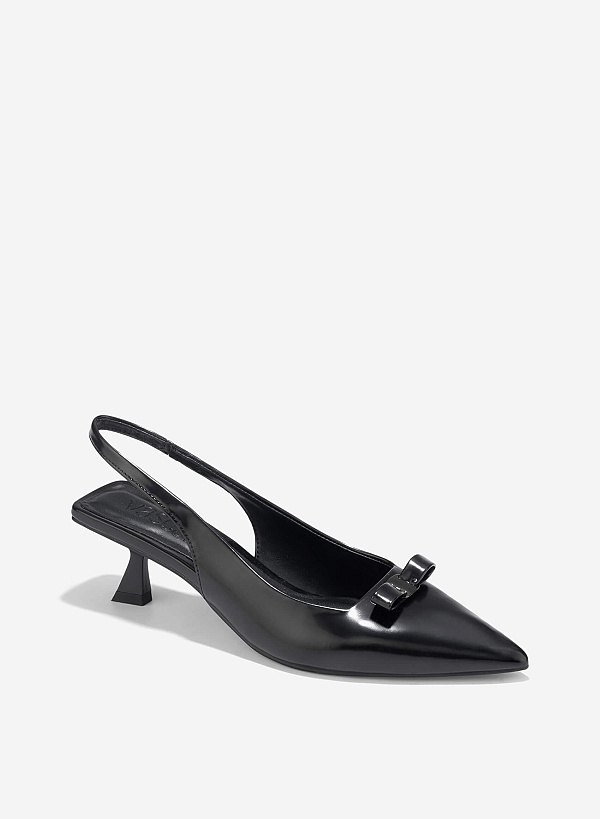 Bow Tie Décor Slingback - HIG 0661 - Black - VASCARA