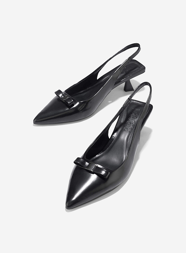 Bow Tie Décor Slingback - HIG 0661 - Black - VASCARA