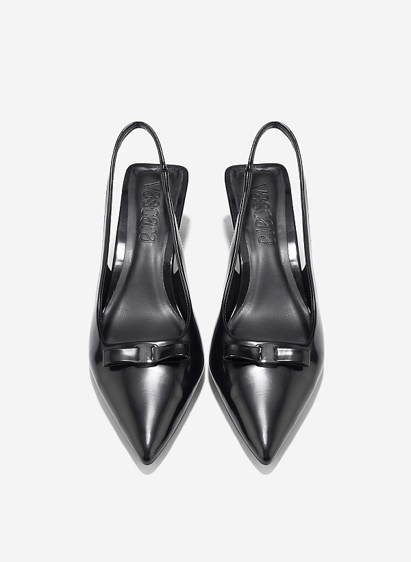 Bow Tie Décor Slingback - HIG 0661 - Black - VASCARA