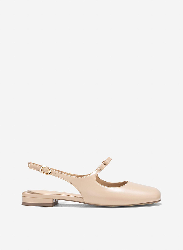 Bow Tie Strap Slingbacks - HIG 0669 - Beige