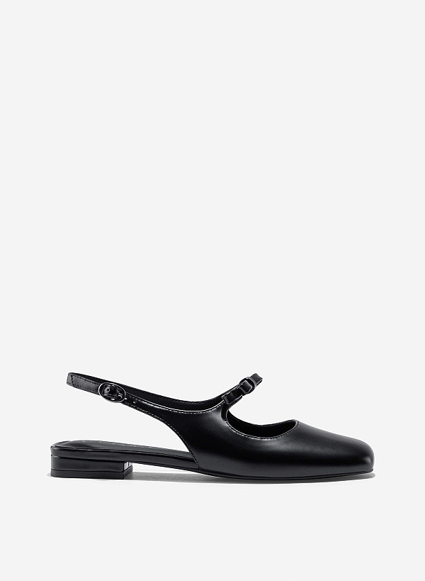 Bow Tie Strap Slingbacks - HIG 0669 - Black