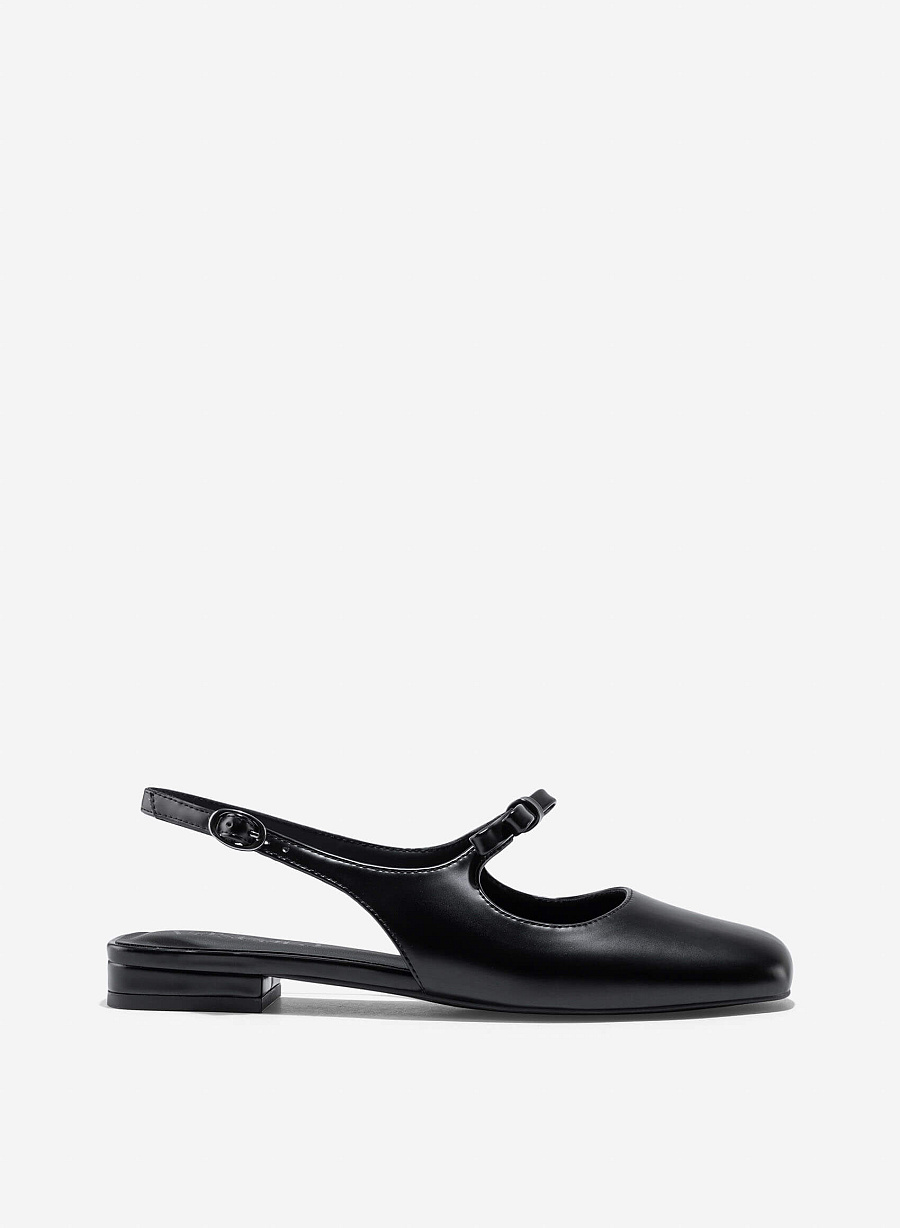 Bow Tie Strap Slingbacks - HIG 0669 - Black - vascara.com